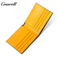 Diamond Quilted Embossed Genuine Leather Men's Wallet, Slim Business Bifold Purse with Contrast Bright Yellow Lining