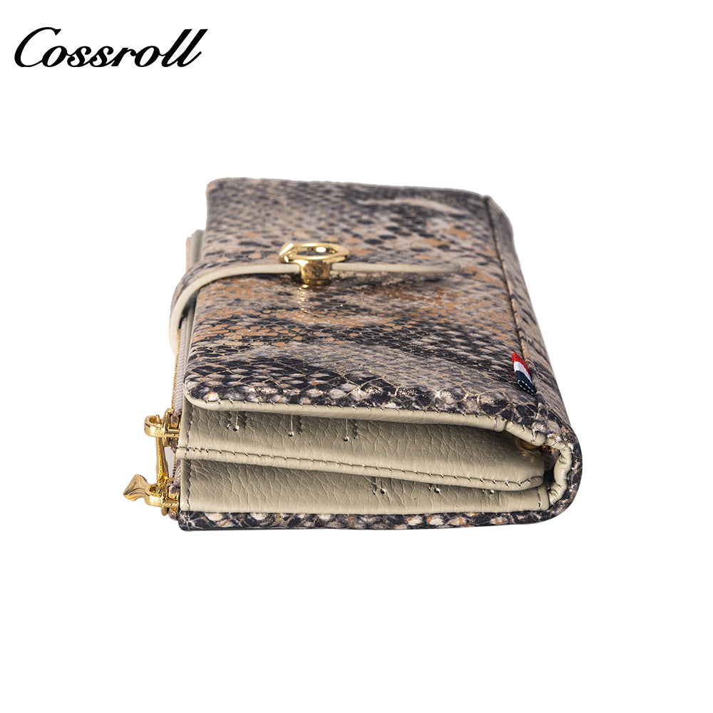 Manufacturers custom foreign trade new wallet female leather short snake wallet cowhide high-end wallet card bag certificate bag