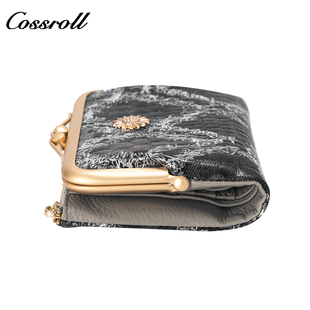 Leather women's purse Multi-functional pattern fashion short long cowhide wallet multi-card crocodile texture patent leatherg factory custom