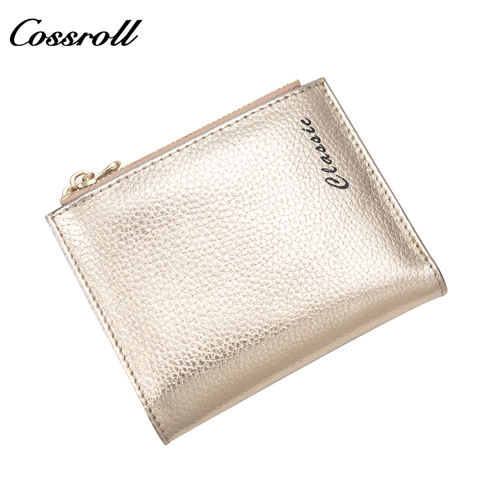 New leather wallet short first layer cowhide women's advanced sense purse small purse for women pearl pattern