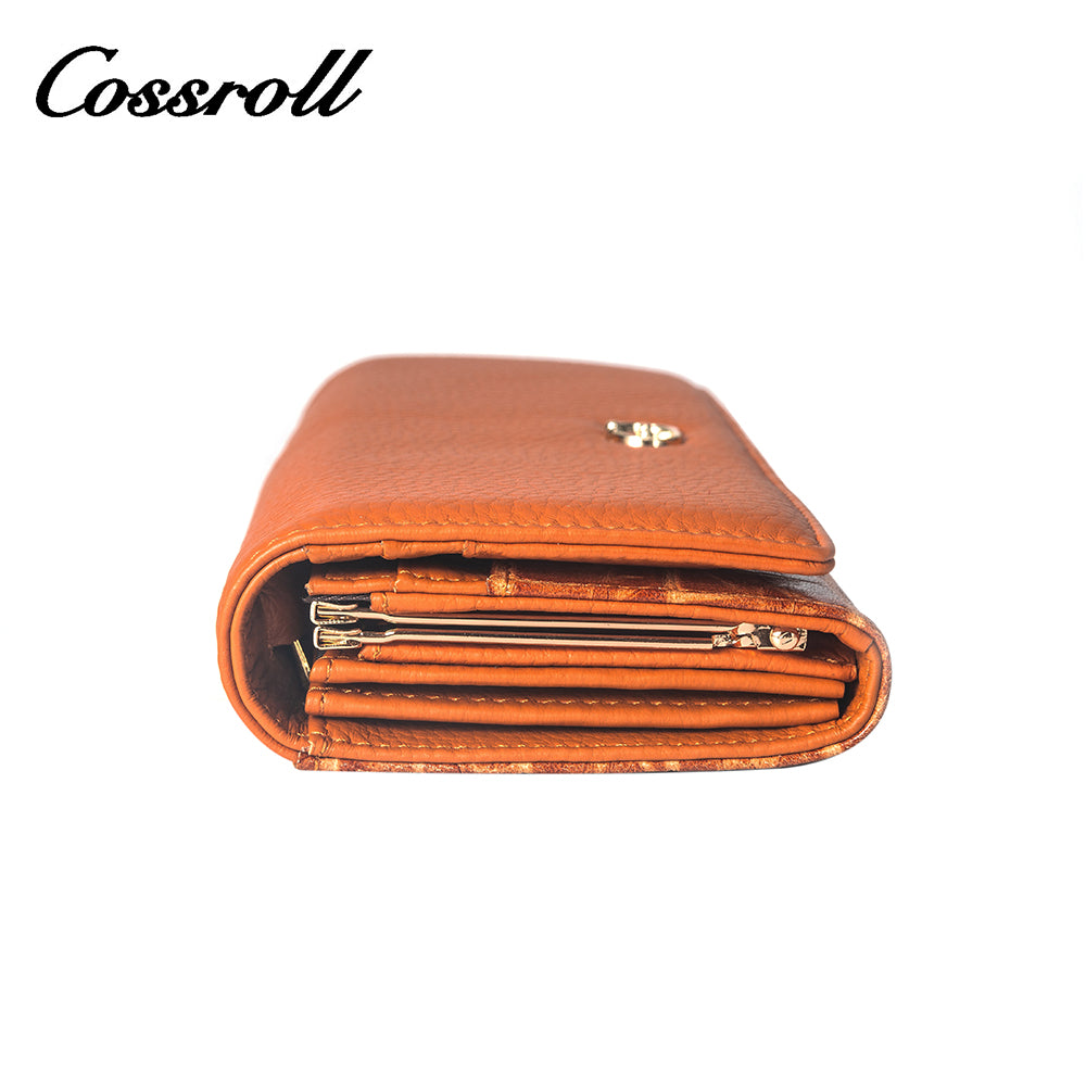 2023 New Materials orange leather wallet wristlet women's With Good Goods