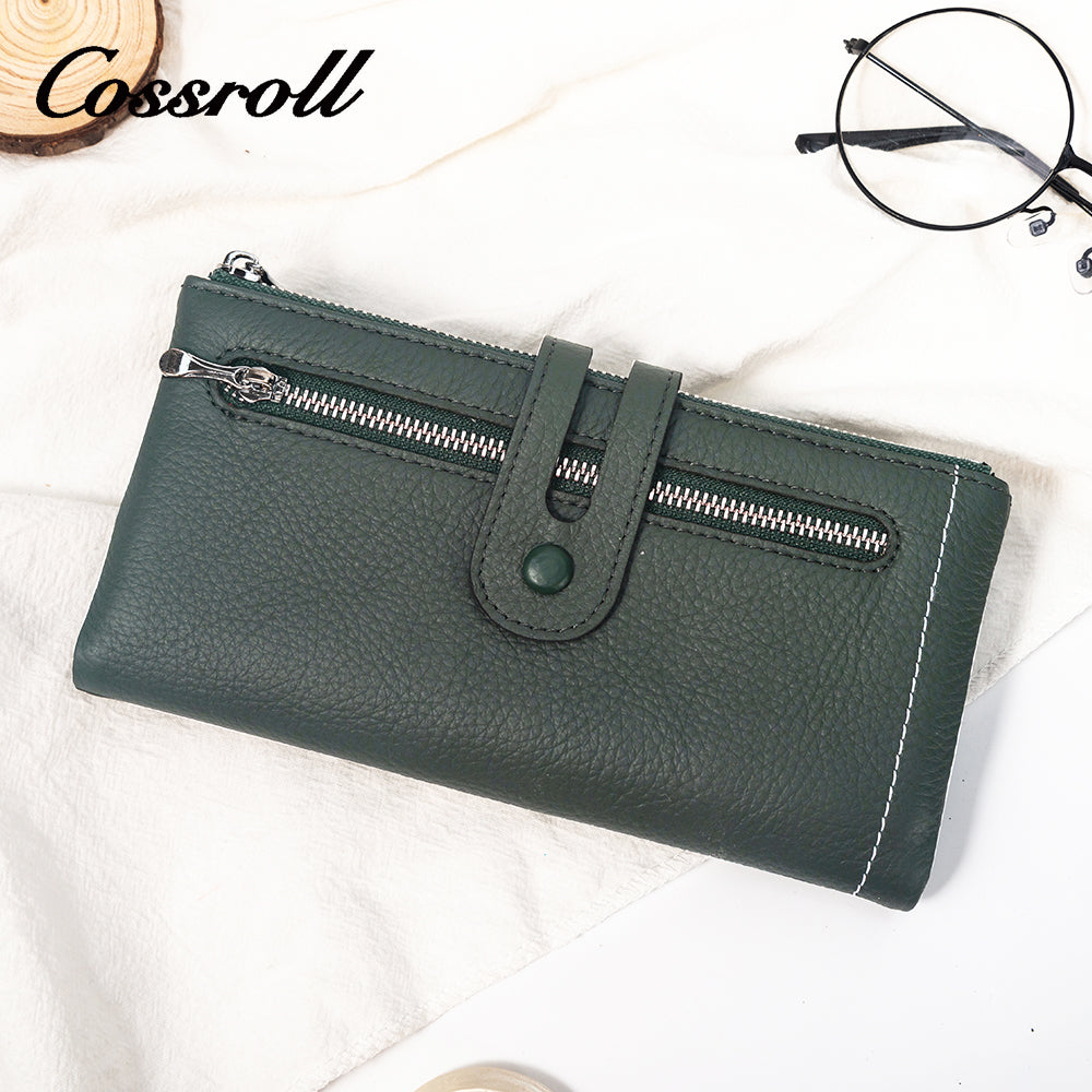 Green Long Women's Leather Wallet