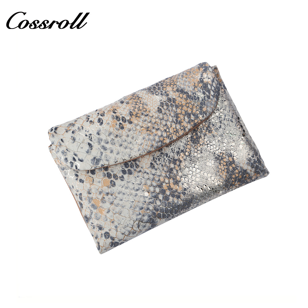 Genuine Leather Women's Luxury Wallet, Snake Pattern, Multiple Card Slots, Zipper Coin Purse