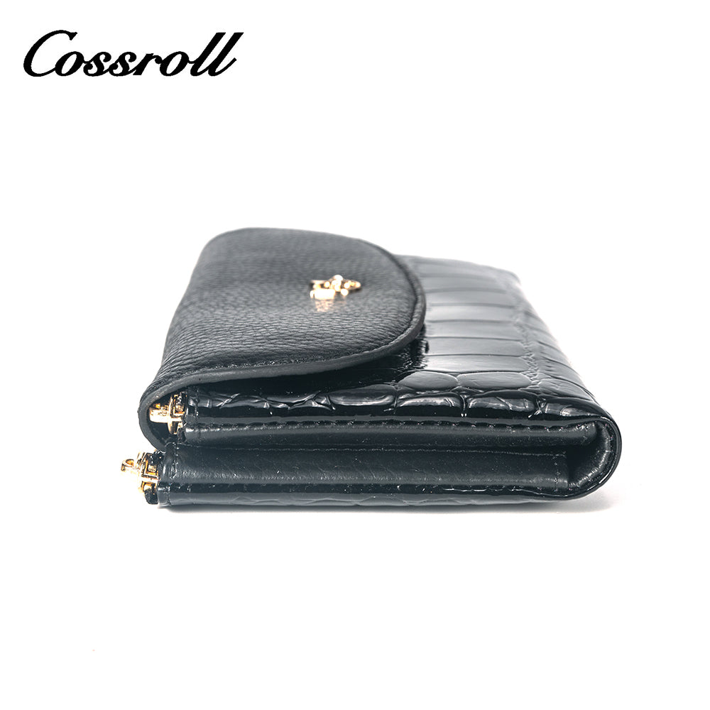 Wholesale High Quality black real leather wallet women's With Custom Design