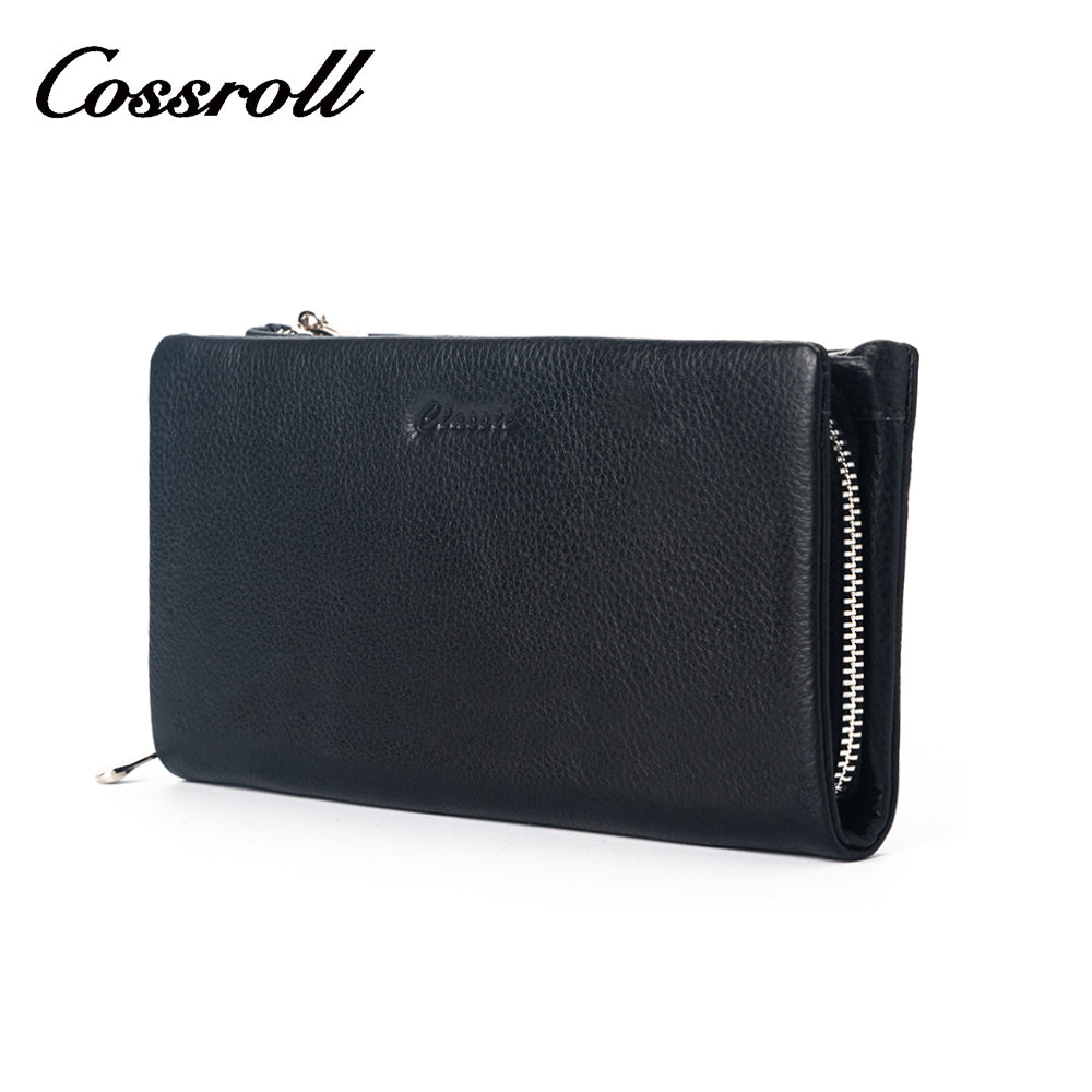 Women Leather Wallet Double Zipper With Cards Slots