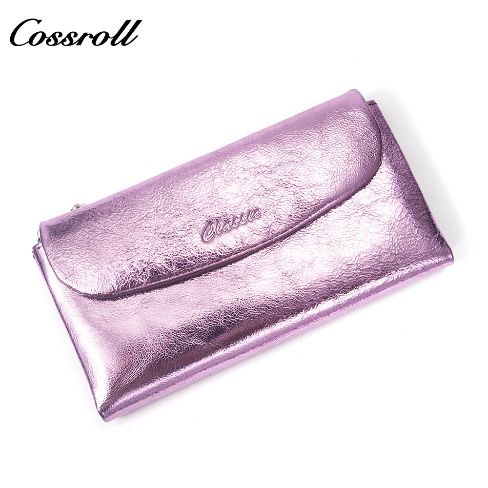 2023 Hot New Products genuine trifold  leather purse women pearl pattern