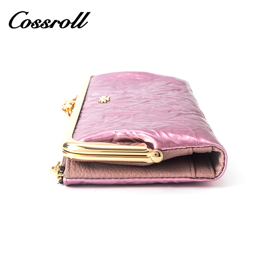 New Products dark blue long leather wallet women With Top Selling