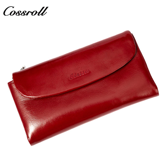 Innovative Design ladies purses multiple slots geniune leather wallet oil wax leather