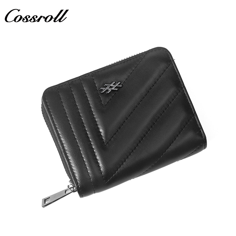 Women's Genuine Leather Short Zip Wallet, Multi Card Slots Multi-Functional Coin Purse & ID Card Holder