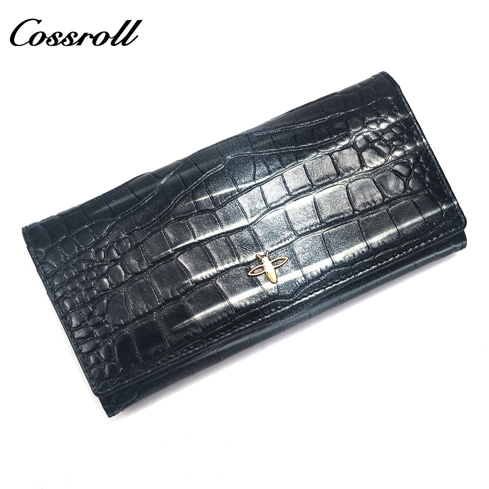 Factory Wholesale Price leather lady crocodile texture Genuine Leather