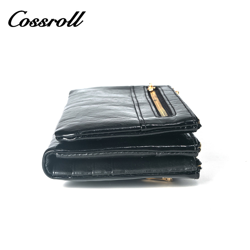 Wholesale New Design black leather zip wallet for women With Name Brand Wholesale