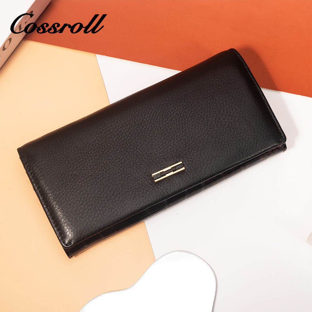 Long black leather wallet