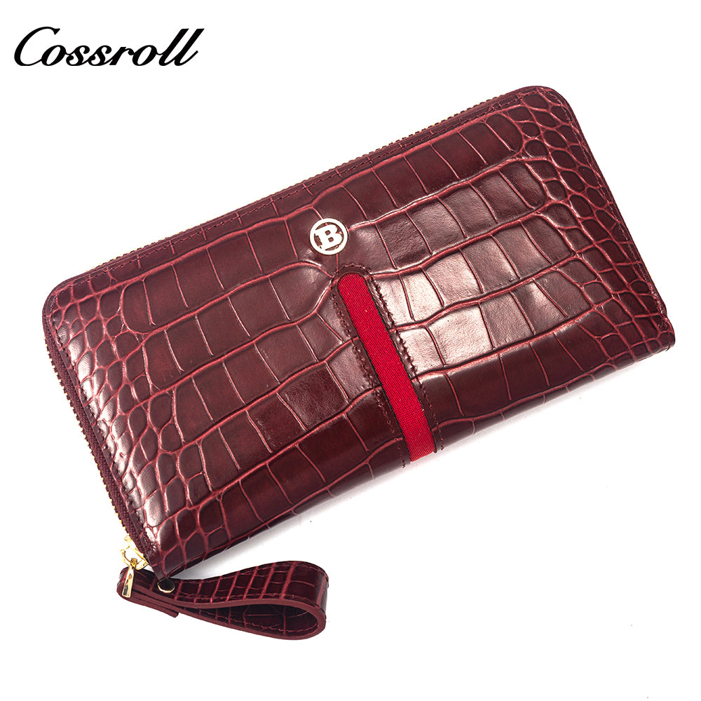 2023 Hot New Products real leather long   crocodile texture patent leather