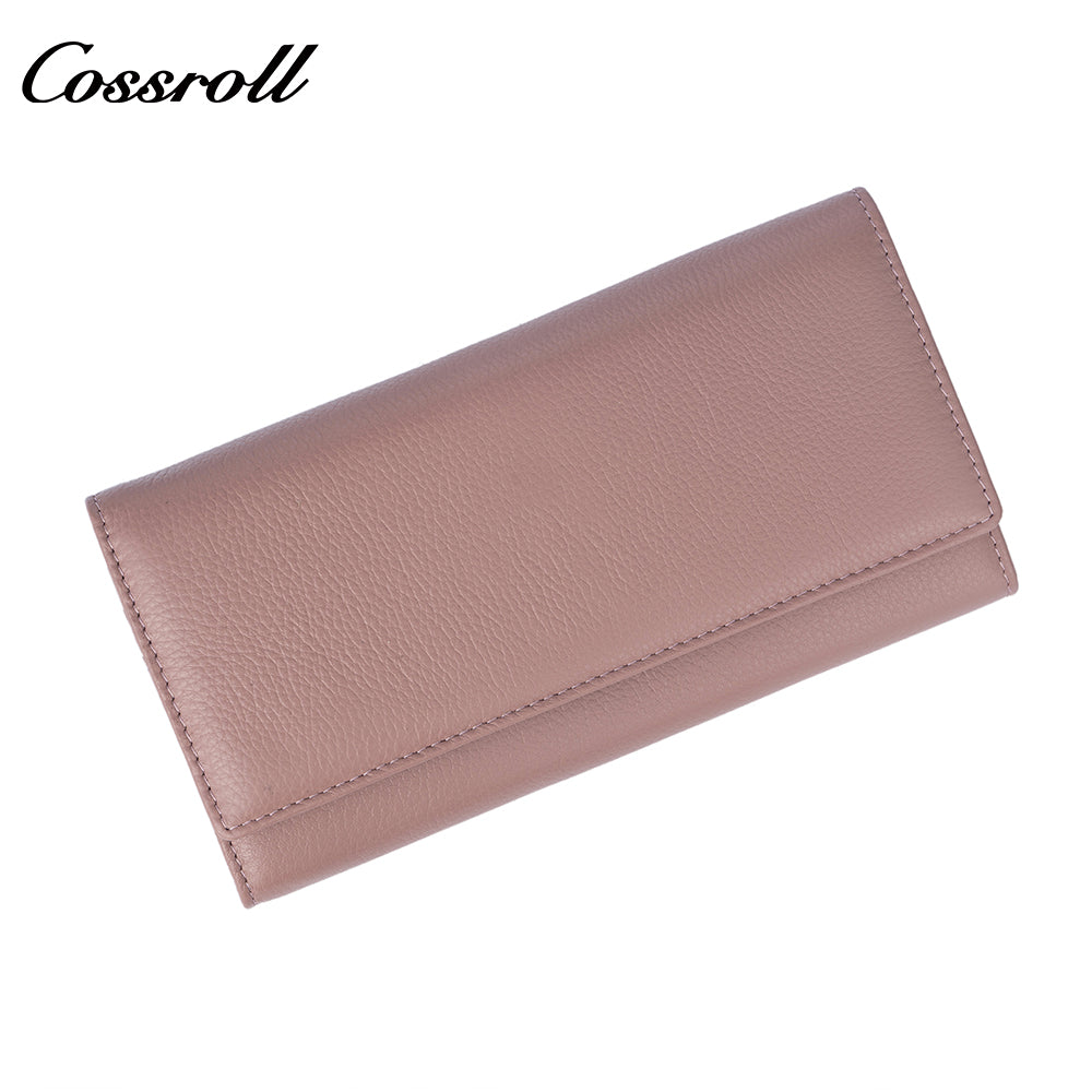Genuine Leather Women's Wallet with Multiple Card Slots, Simple First-Layer Cowhide Vertical Style