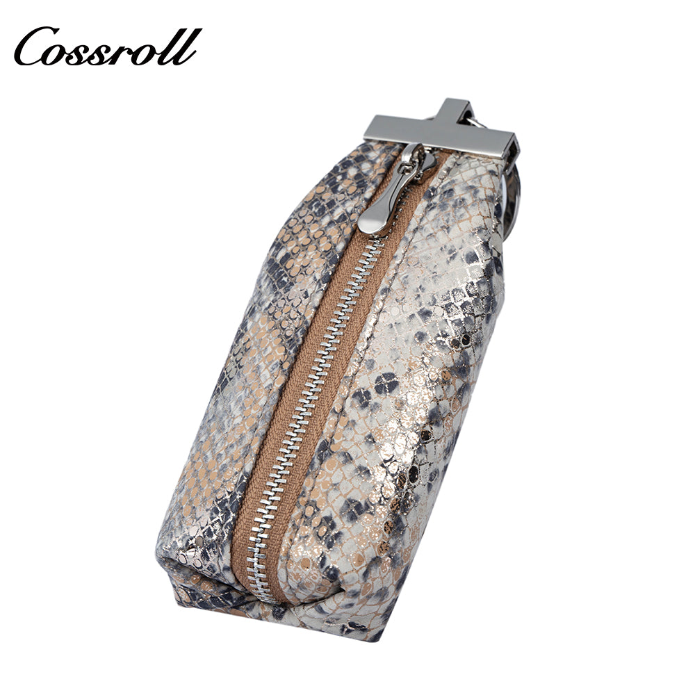 Genuine Leather Double-Layer Key and Coin Wallet, Multifunctional, Textured, Large-Capacity Card Holder