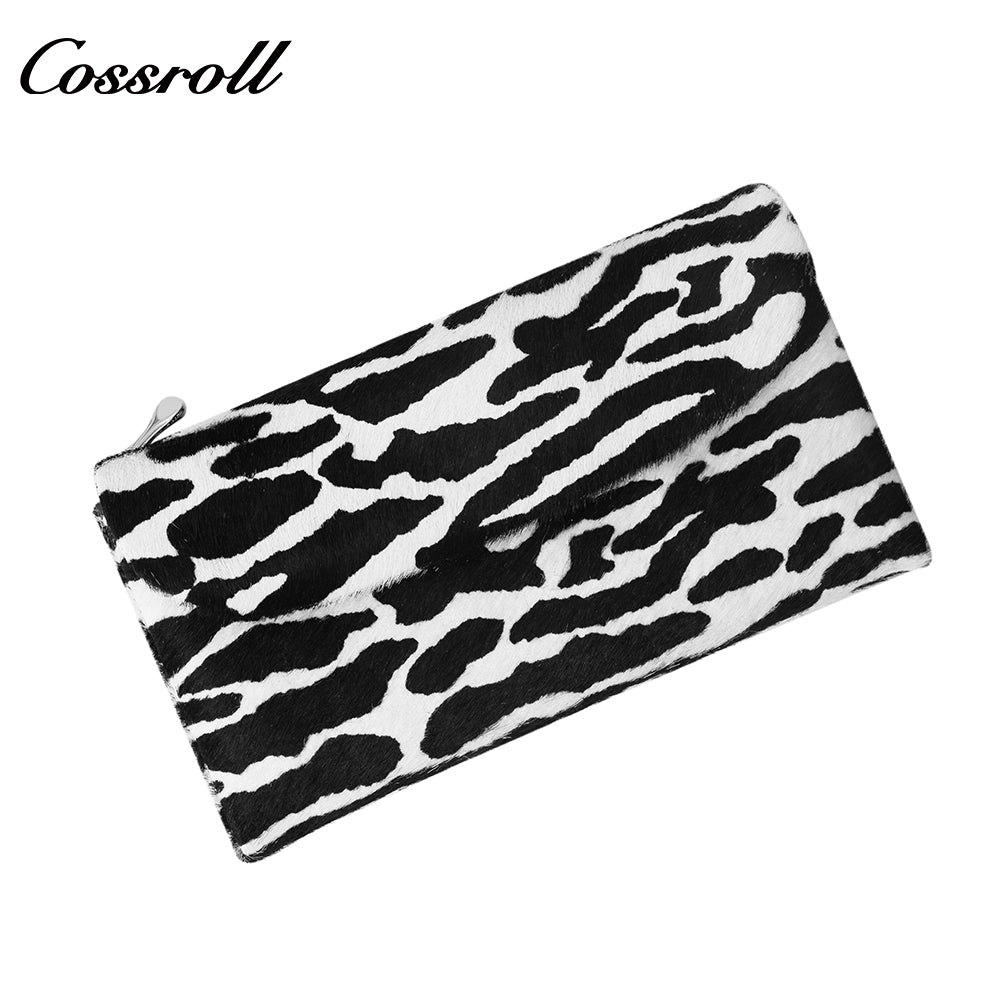 Genuine Leather Fashionable High-End Women's Wallet, Top Layer Soft Cowhide, Zebra Pattern, Large Capacity with Multiple Card Slots