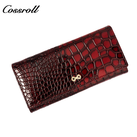 2024 new fashion crocodile print women's purse Korean version large capacity texture hand bag leisure card bag wallet bag