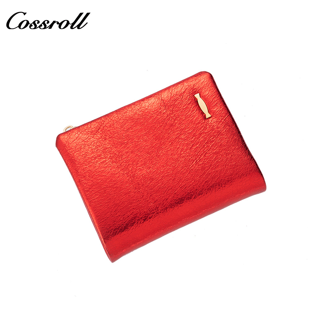 Women's genuine leather short wallet, European and American style, oil wax leather, fashionable billfold