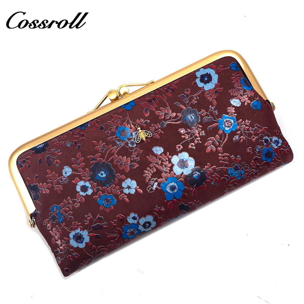 Factory custom 2023 fashion vintage pattern purse women's long and short leather purse holding large capacity wallet