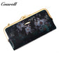 Factory custom 2023 fashion vintage pattern purse women's long and short leather purse holding large capacity wallet