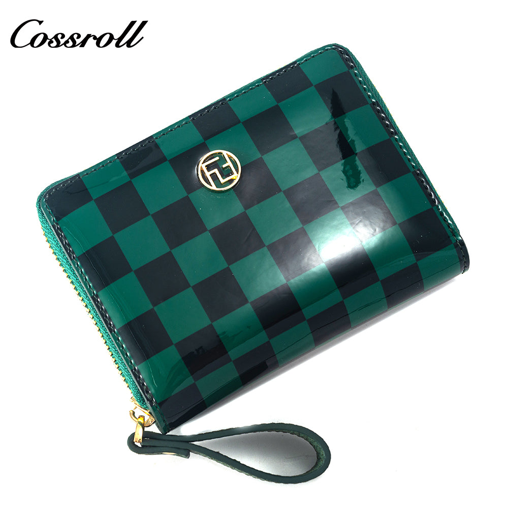 Most Popular best brand leather short  wallet female patent leather Genuine Leather