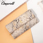 Women's long snakeskin print leather wallet