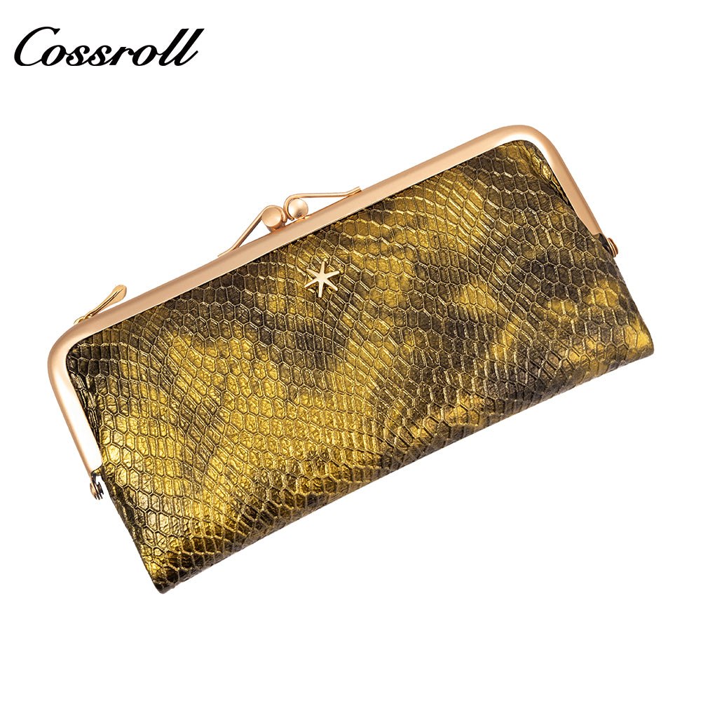 2024 new long serpentine leather wallet multi-function folding wallet card bag women