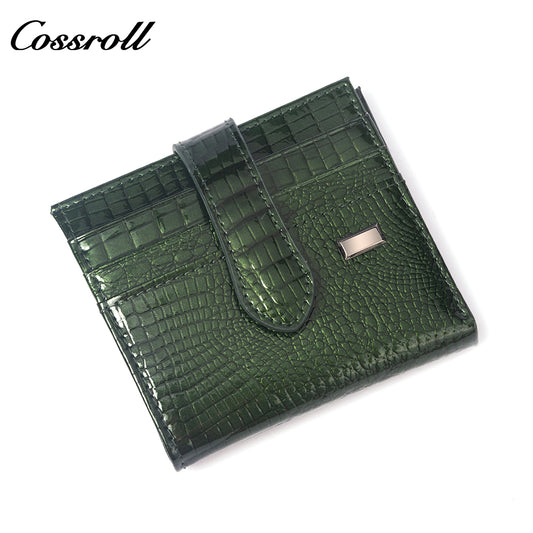 China Professional Customized luxury leather designer Multi-card package crocodile texture patent leather