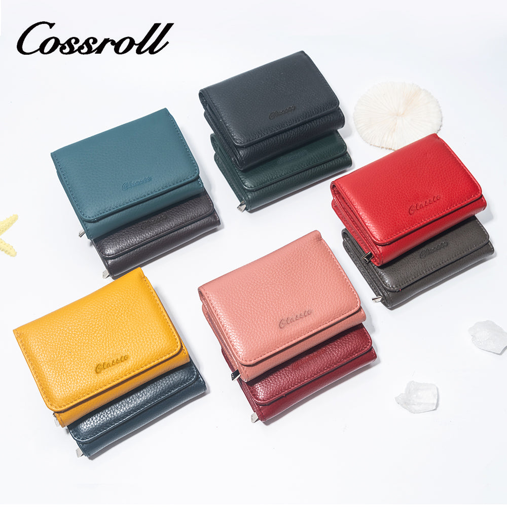 New Material Metal Pattern Short Wallet Genuine Leather