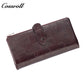 Genuine leather women's wallet with clasp, large-capacity long card holder, European and American fashion clutch