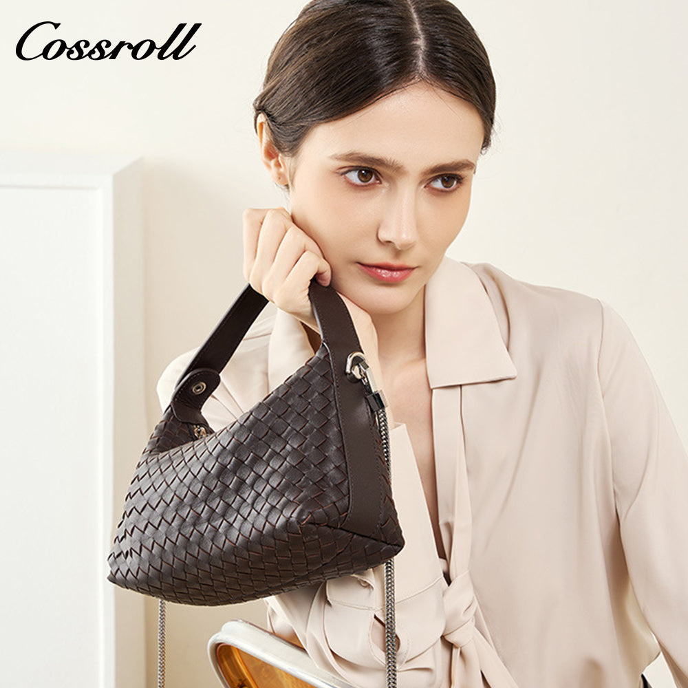 2024 new niche fashion diamond check hand carrying dumpling bag single shoulder crossbody bag leather women bag sheep Woven leather bag