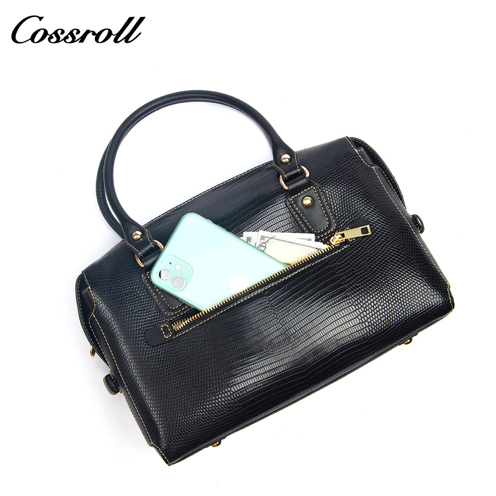 Vintage Embossed Leather Boston Bag for Women, Handbag & Crossbody Purse, High-End Large Capacity Commuter Bag