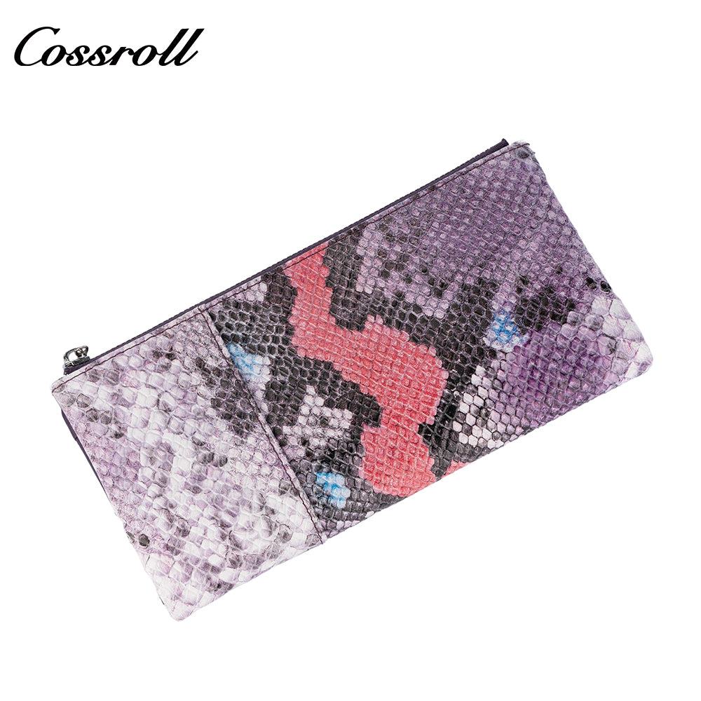 Women's wallet European and American vintage single zipper wallet snake print fashion large capacity card case