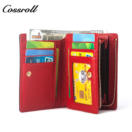High Quality Wholesale ladies mens genuine leather purse handmade short wallets Genuine Leather
