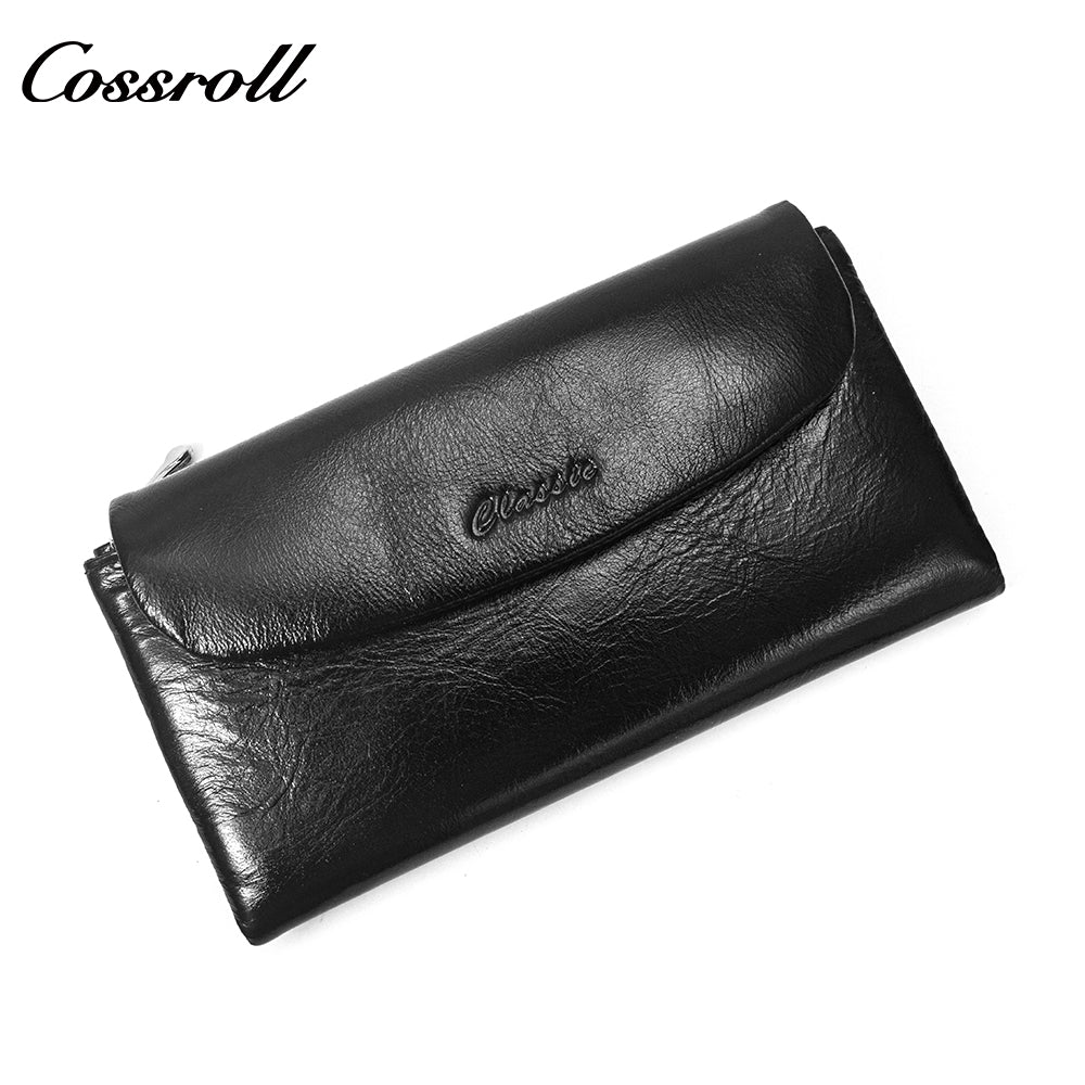 Wholesale Low Moq small genuine leather wallet women ladi oil wax leather