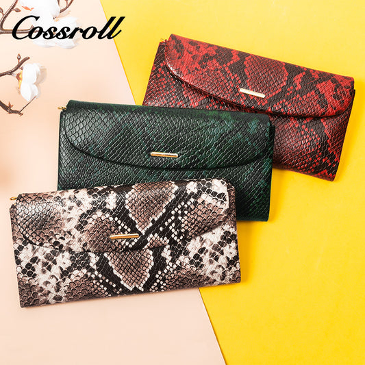 Factory direct sales of high quality luxury leather women python textured leather