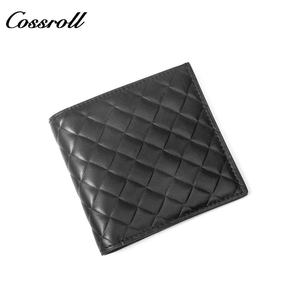 Men's Diamond Quilted Genuine Leather Bifold Short Wallet, Multi-Slot Functional Card Holder, Minimalist Purse for Business, Commute & Daily Casual Use