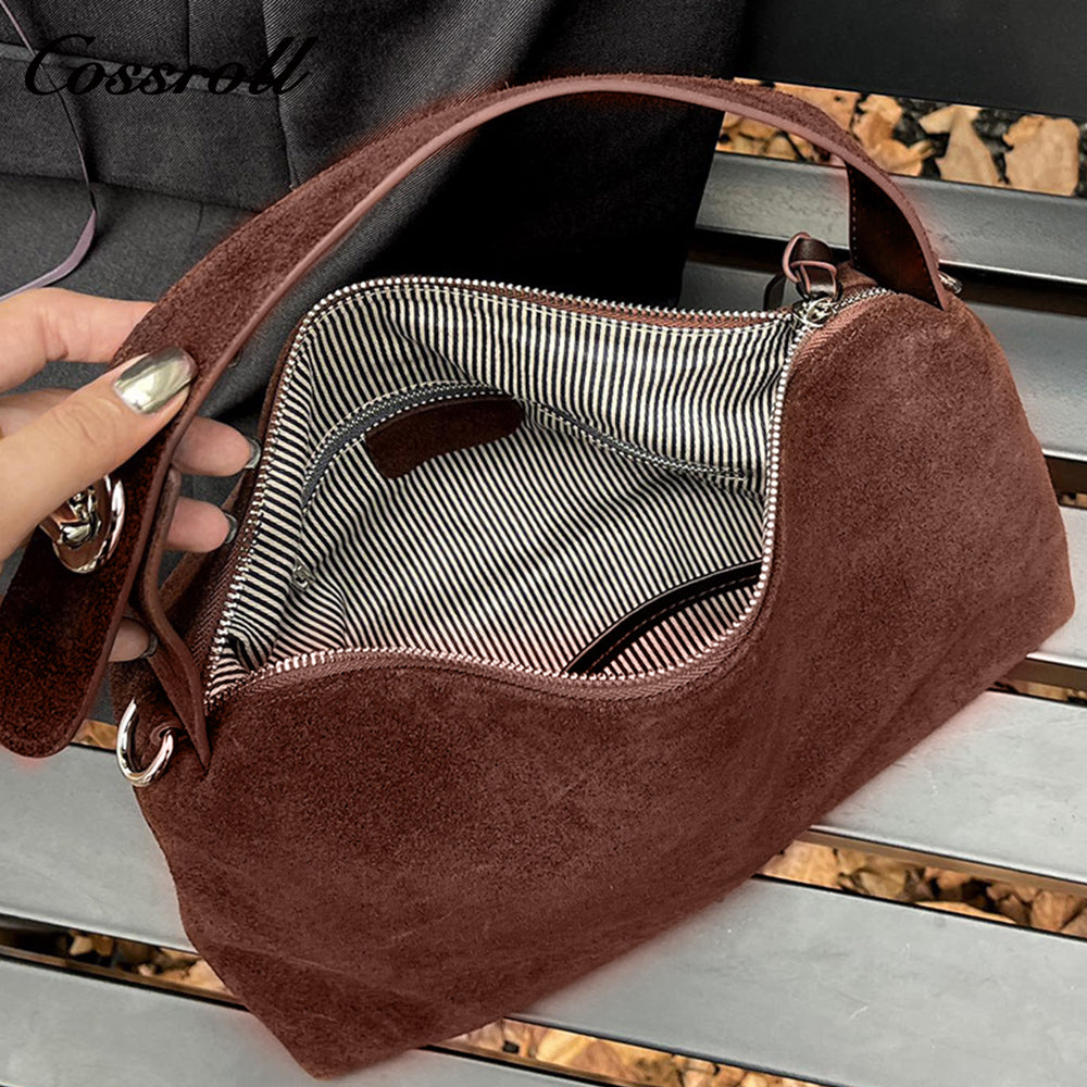 Premium sense of retro frosted deerskin velvet bag new niche underarm bag hundred trend fashion crossbody bag