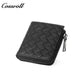 Diamond Quilted Genuine Leather Mini Zipper Card Wallet for Men & Women, Multi-Slot Coin Purse, Portable Short Purse for Daily Commute & ID Documents