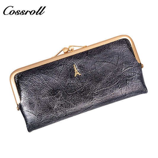 Retro multi-function folding clip long coin wallet 2024 new portable all-in-one multi-card women's mobile phone bag