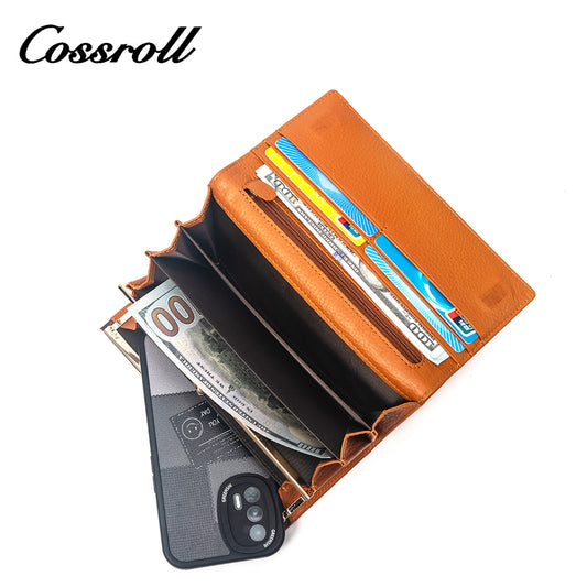 2023 New Materials orange leather wallet wristlet women's With Good Goods