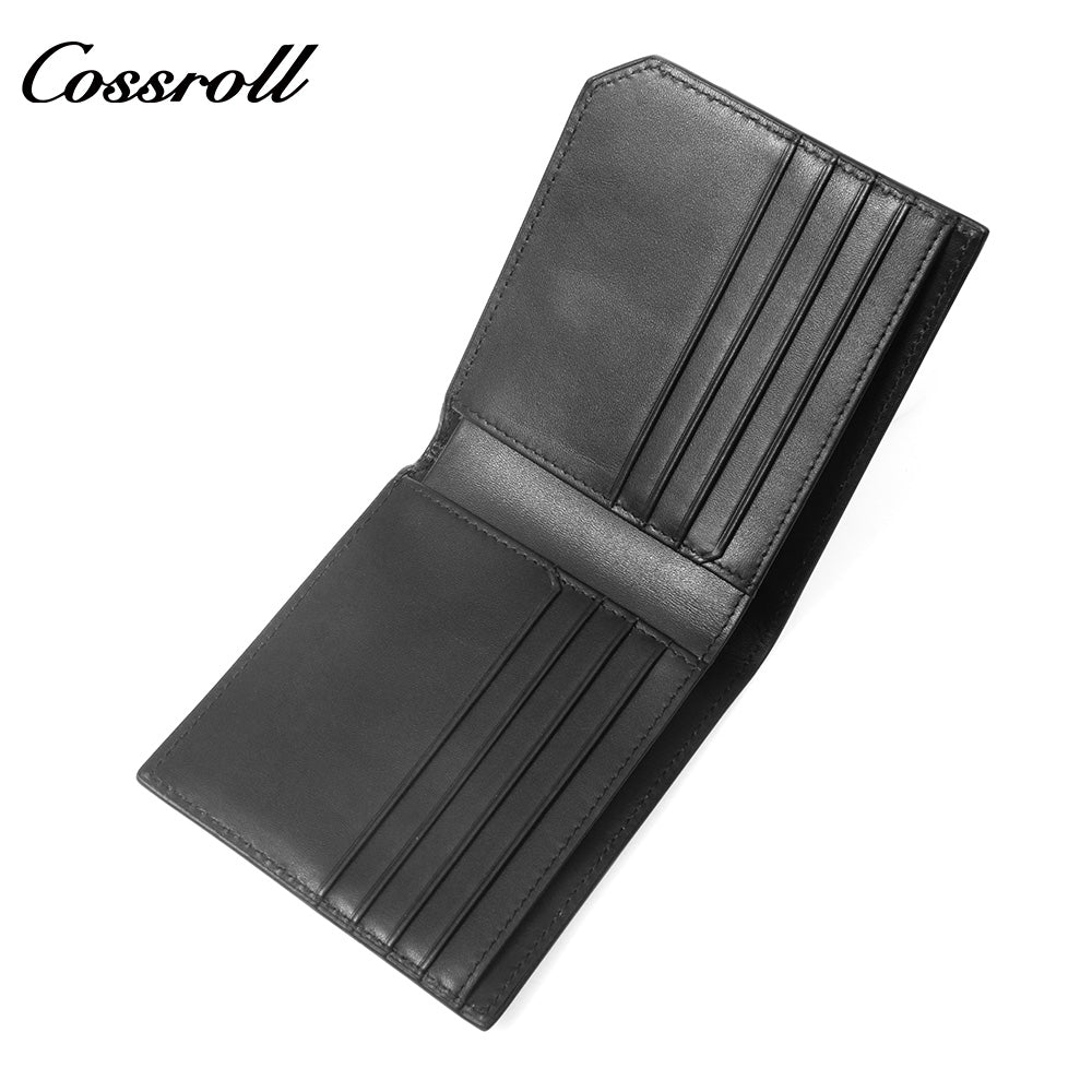 Men's Diamond Quilted Genuine Leather Bifold Wallet, Multi-Slot Ultra Slim Short Purse for Business & ID Cards