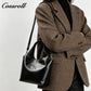 Women's Cowhide Commuter Hand Tote Bag, Minimalist Crossbody Bag with Adjustable Shoulder Strap