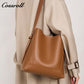 Head layer cowhide bucket bag shoulder bag simple fashion pure color commuter bag