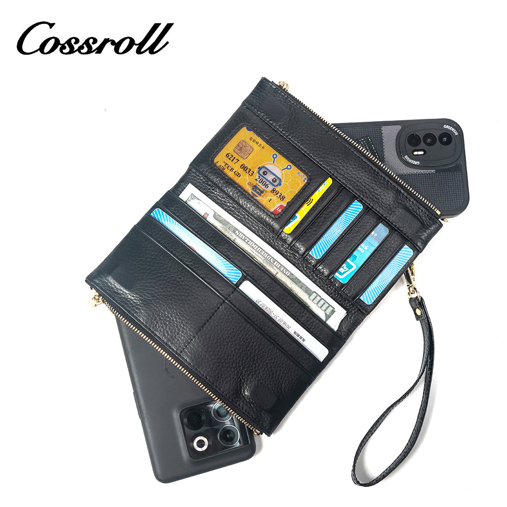 Wholesale New Design black leather zip wallet for women With Name Brand Wholesale