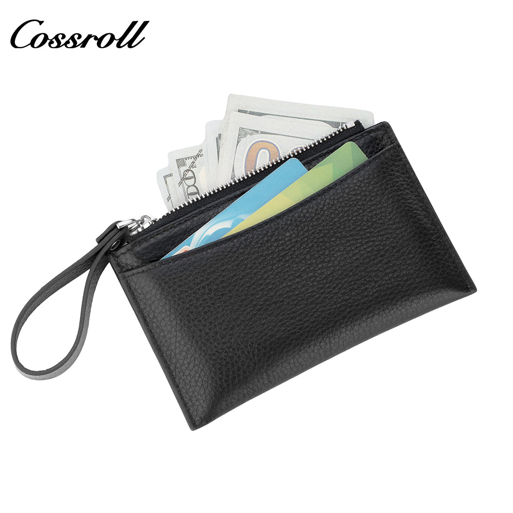 Women's zippered long wallet, large capacity clutch, leather urban simple wallet