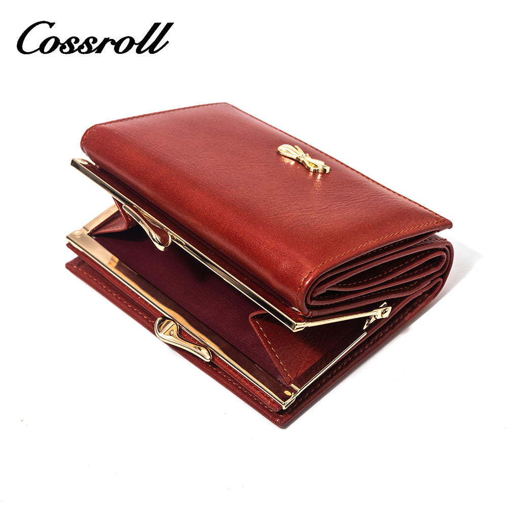 New Product black small leather wallet women's with factory price