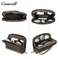 New retro Crazy Horse Leather cable Bluetooth headphone organizer with zippered wrist phone clutch