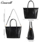 Women's Waxed Cowhide Large Capacity Tote Bag, Vintage Commuter Handbag, Shoulder & Crossbody Bag with Detachable Strap
