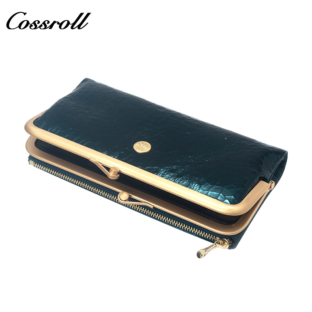 Top-Selling Genuine Leather Women's Wallets Bright leather crocodile texture patent leather